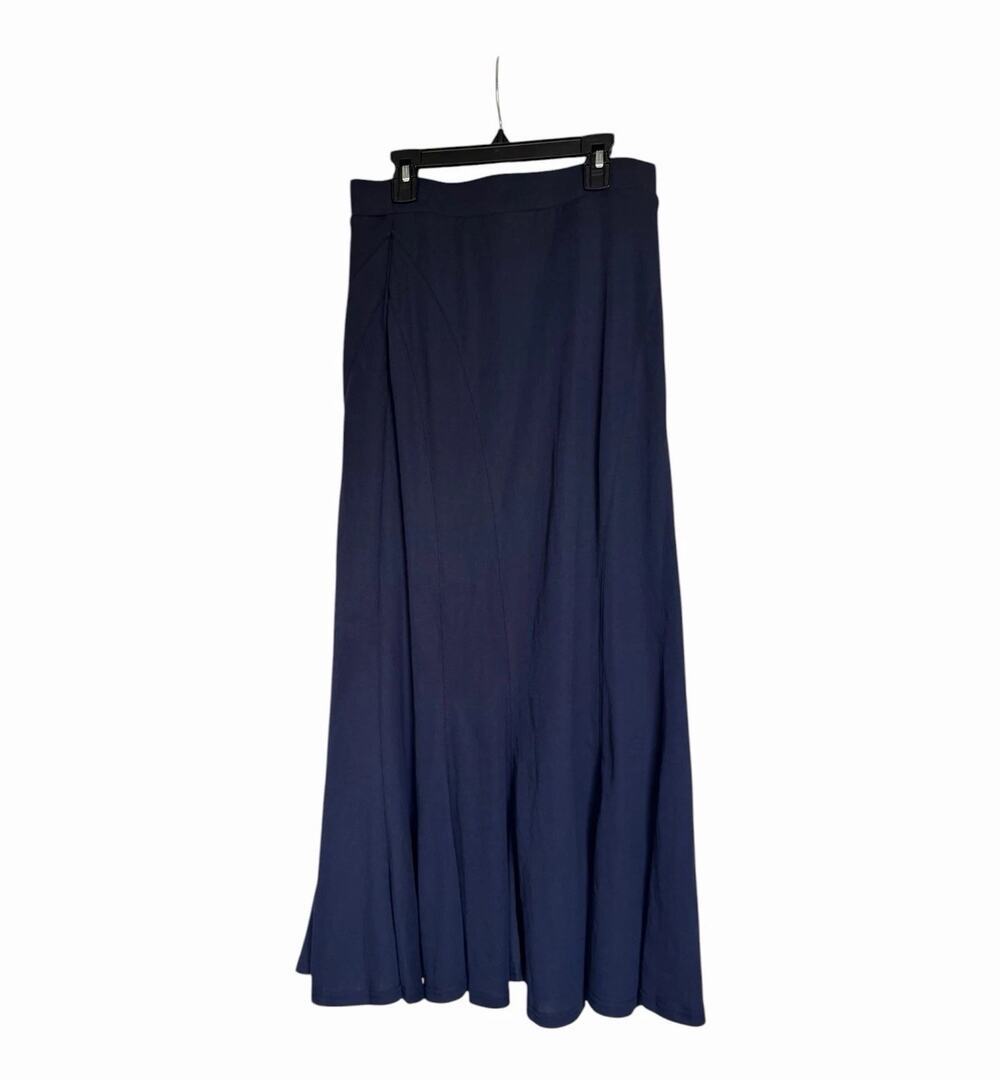 OGL Navy Maxi Skirt Tencel Linen Blend Flowy Full-Length NWT Small